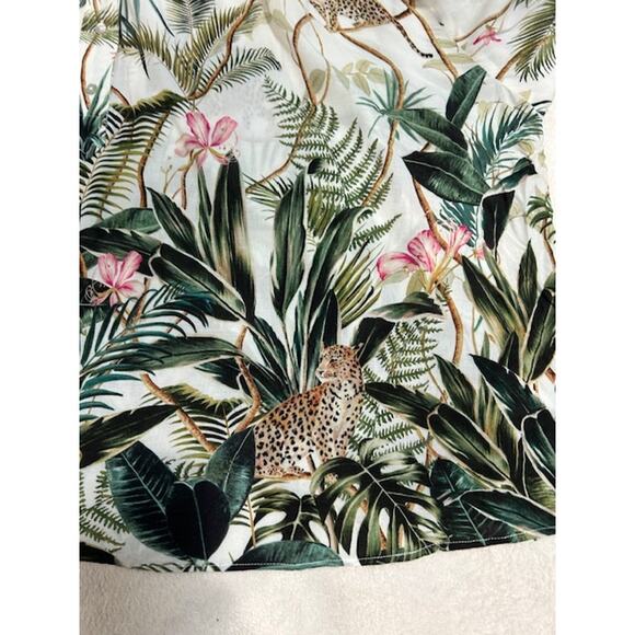 H&M Jungle Animal Print Jaguar Cat Oversized Tunic Blouse Flowy Tropical NWT 14 - Picture 14 of 15